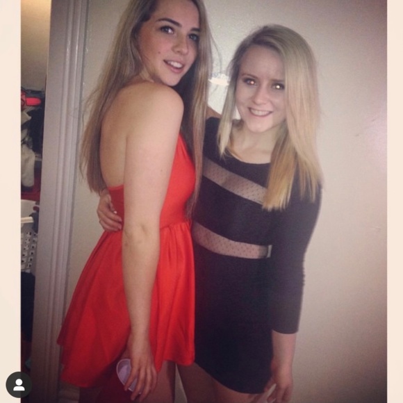 BCBG Mesh Chest Black Open Back Dress - Picture 2 of 4